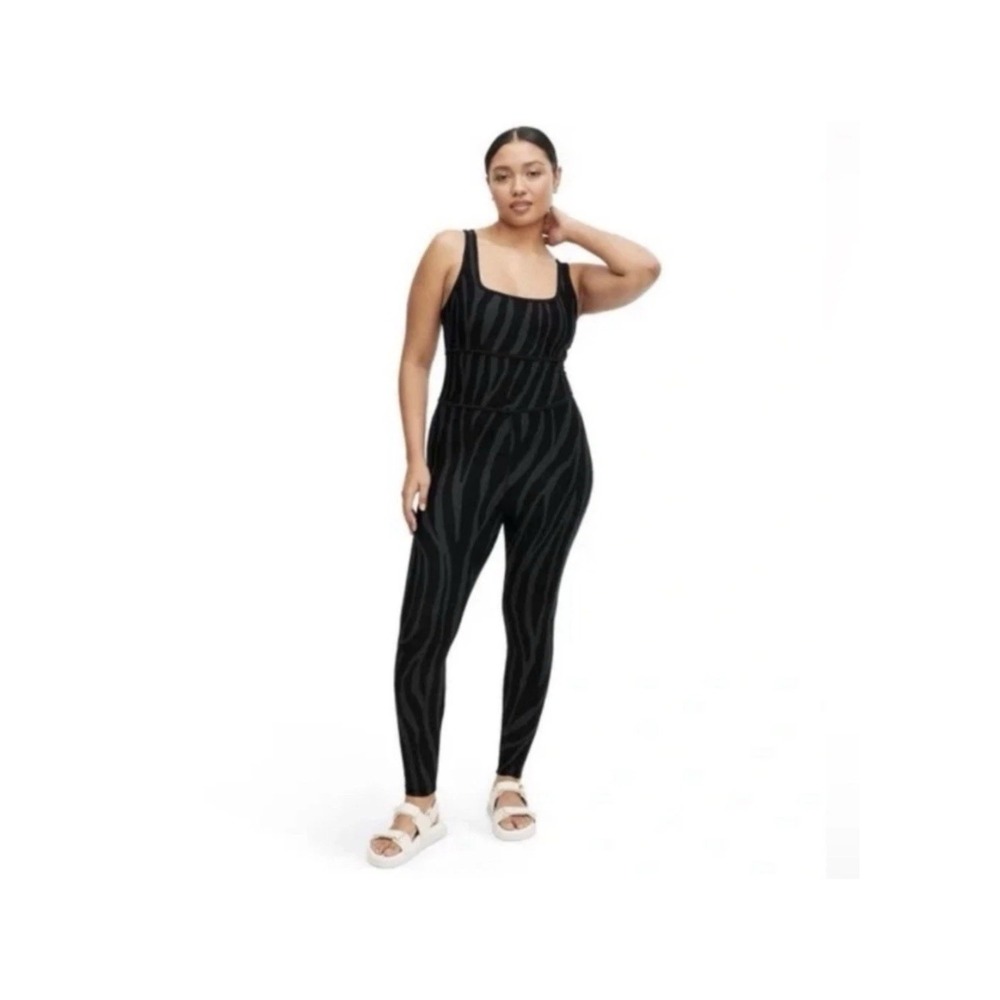 DVF Diane von Furstenberg Target Black Zebra Print Jumpsuit Womens workout S